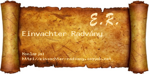 Einvachter Radvány névjegykártya